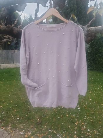 Pull rose poudré avec perles