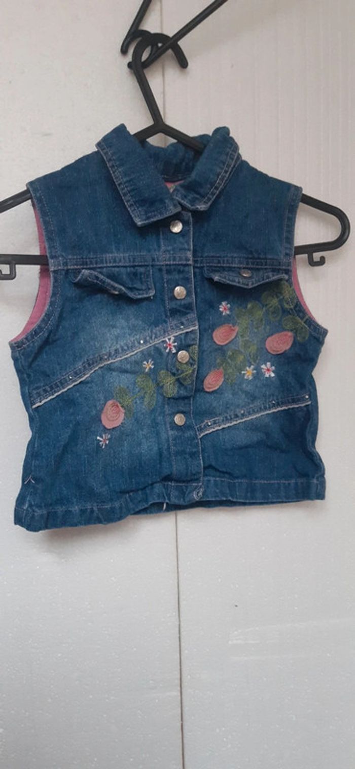 Veste jeans 23m fille sans manches