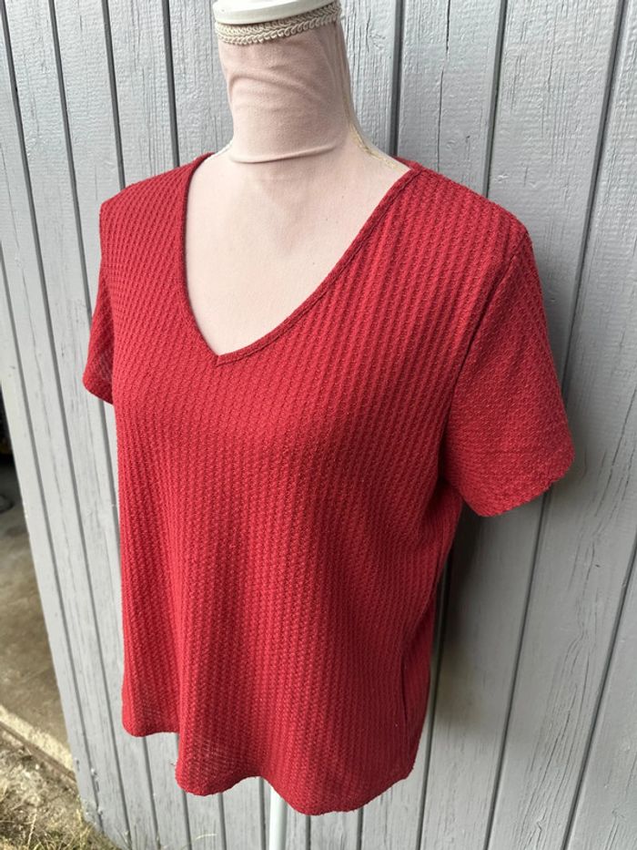 Haut manches courtes rouge basic décolleté SHEIN 38/M - photo numéro 3