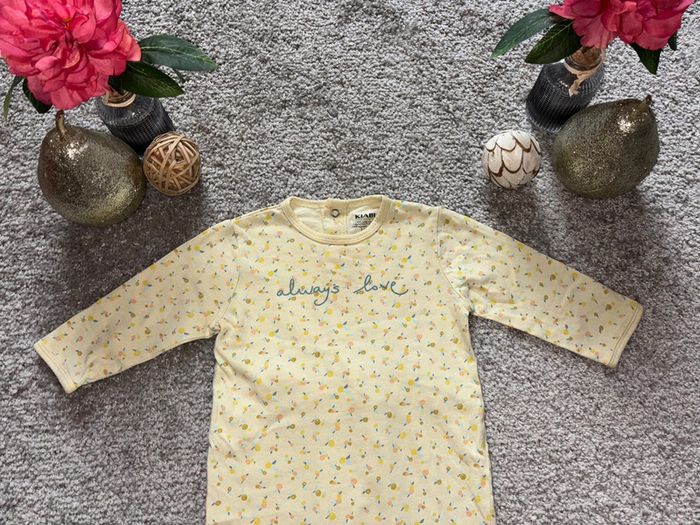 🌺Pyjama 1 pièce/ Grenouillère jaune pastel au motif fruits écrit Always Love Taille 12mois/73-76cm🌺 - photo numéro 3