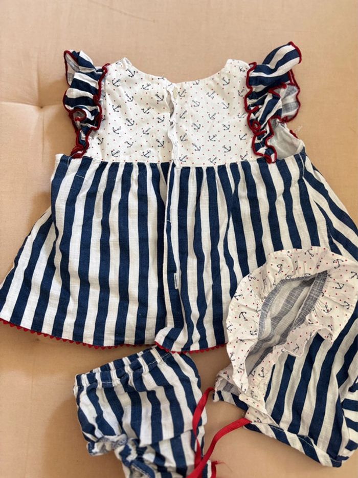 Ensemble bébé fille été Del Sur 9 mois bloomer blouse béguin - photo numéro 5