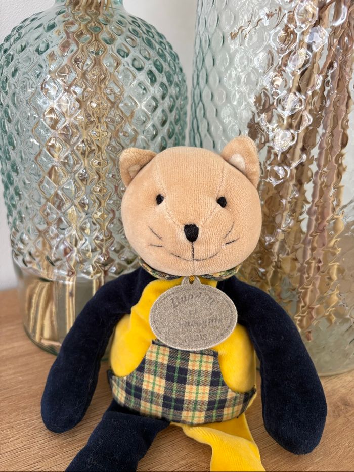 Peluche chat jaune bleu marine 30 cm - photo numéro 2