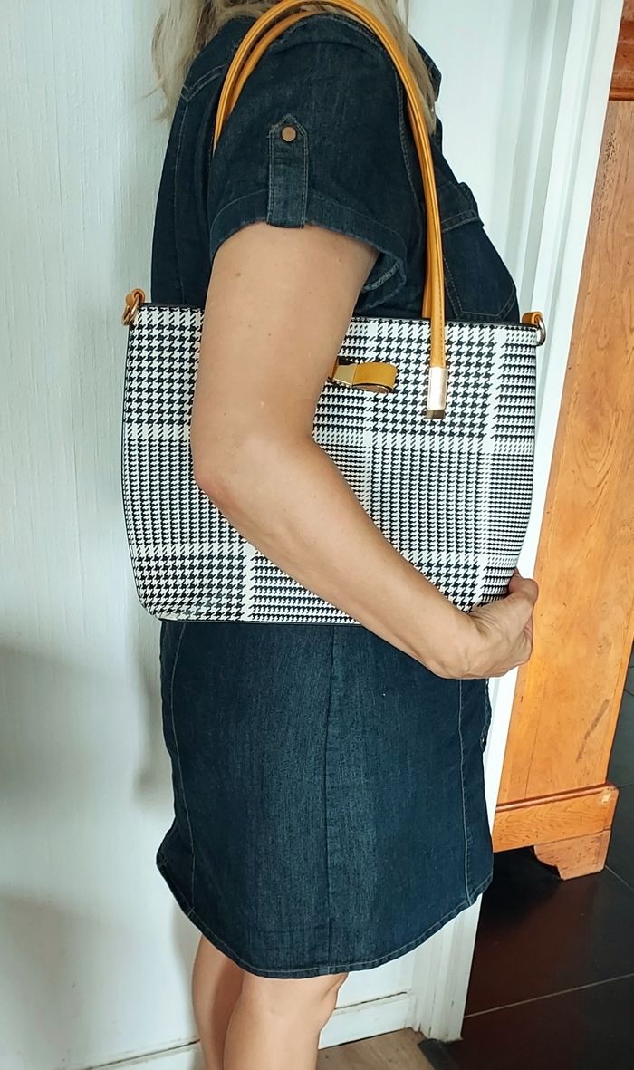 Sac à main en pied de poule - photo numéro 3