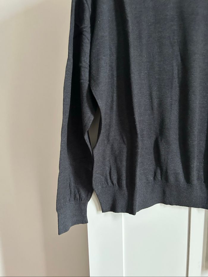 Pull gris chiné Col V Homme #b.a. Basic Taille XL - photo numéro 2
