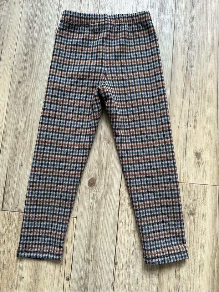 Legging à carreaux marron et bleu Zara 3/4 ans fille - photo numéro 4