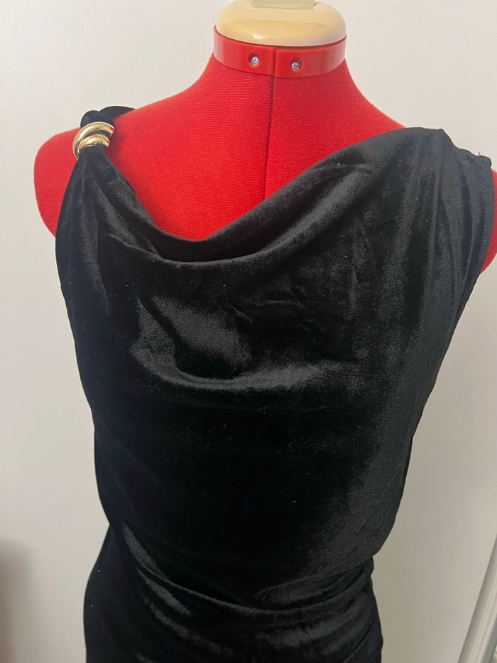 Robe midi drapée velours noir Kiabi - photo numéro 3