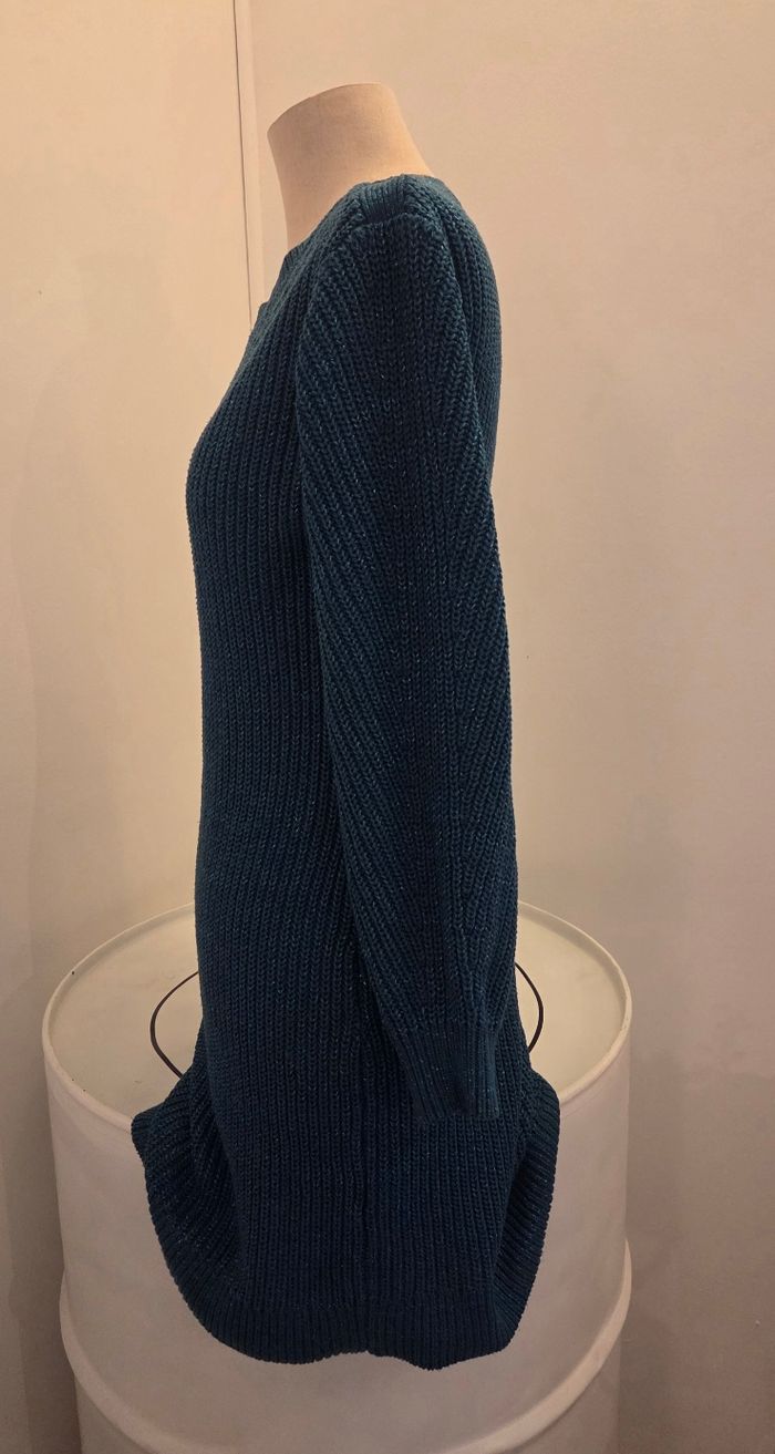 Robe pull Cache Cache bleu canard scintillant  – taille 36 – maille chaude – comme neuve - photo numéro 7