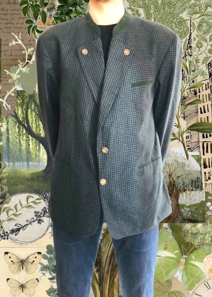 🇦🇹Blazer autrichien pure laine vierge petits carreaux Distler trachten tyrolean blazer🇦🇹