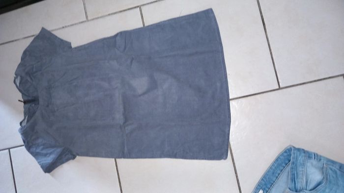 Robe grise velours ras cfk manches courtes coton 8 ans