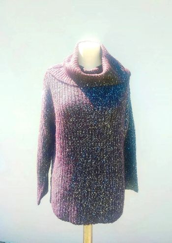 Pull violet pailleté à sequin brillant taille 2 m l  38 40 Jacqueline Riu état impeccable