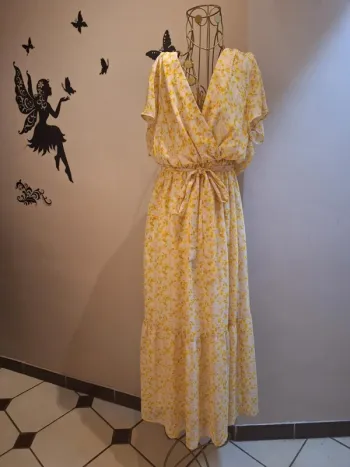 Robe longue jaune imprimée - Artlove