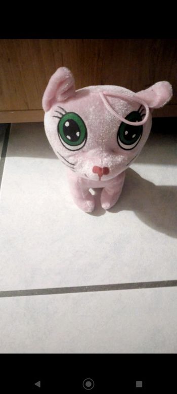 Peluche chat rose