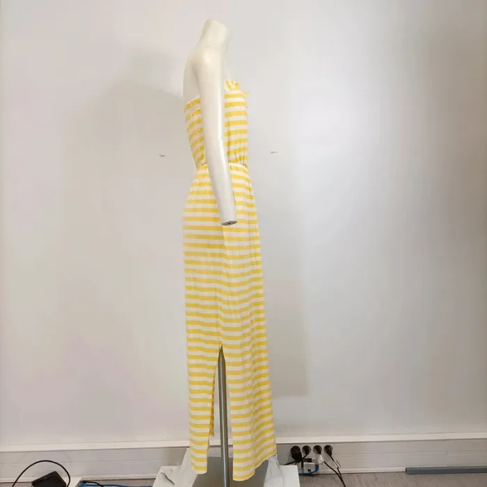 Robe longue rayée jaune et blanche bustier nœud CMT Atelier taille 38 A573 - photo numéro 2