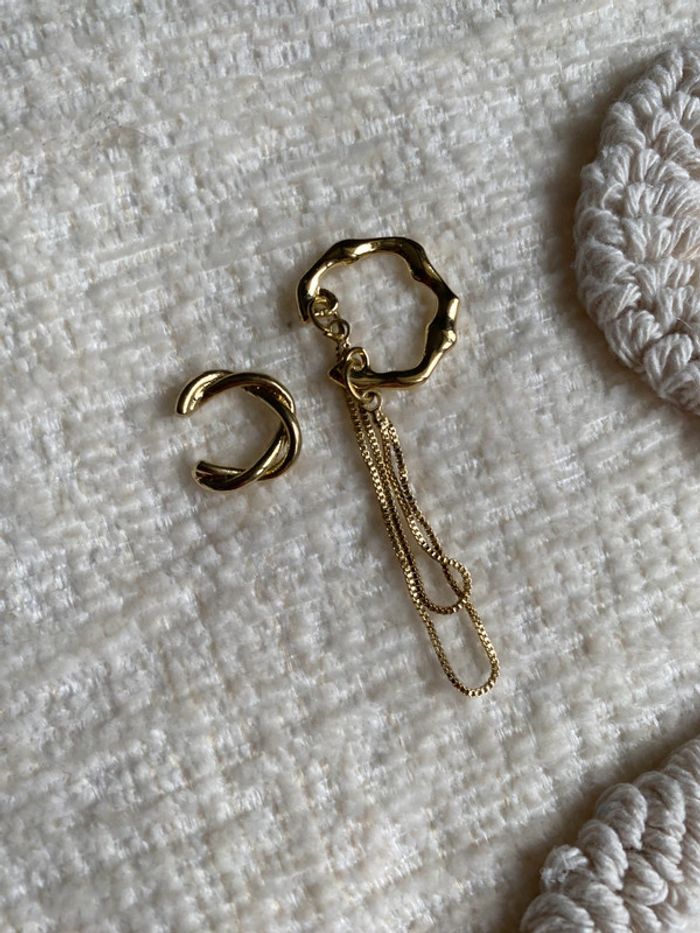 Lot de 2 bagues doreilles doré - photo numéro 2