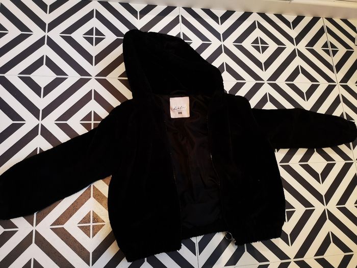 Manteau fille fourrure noir xxs