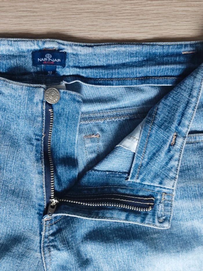 Pantalon Jean Mom évasé patte d'eph bleu clair y2k / Naf Naf - 38/M - photo numéro 14