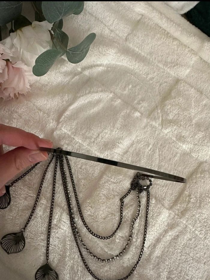 Serre-tête / bijoux pour cheveux argenté - photo numéro 3