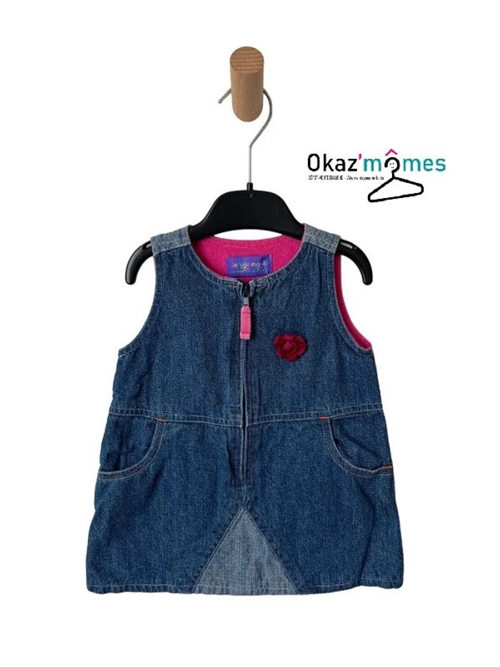 Robe sans manches en jean bleu denim - De bon matin 6 mois