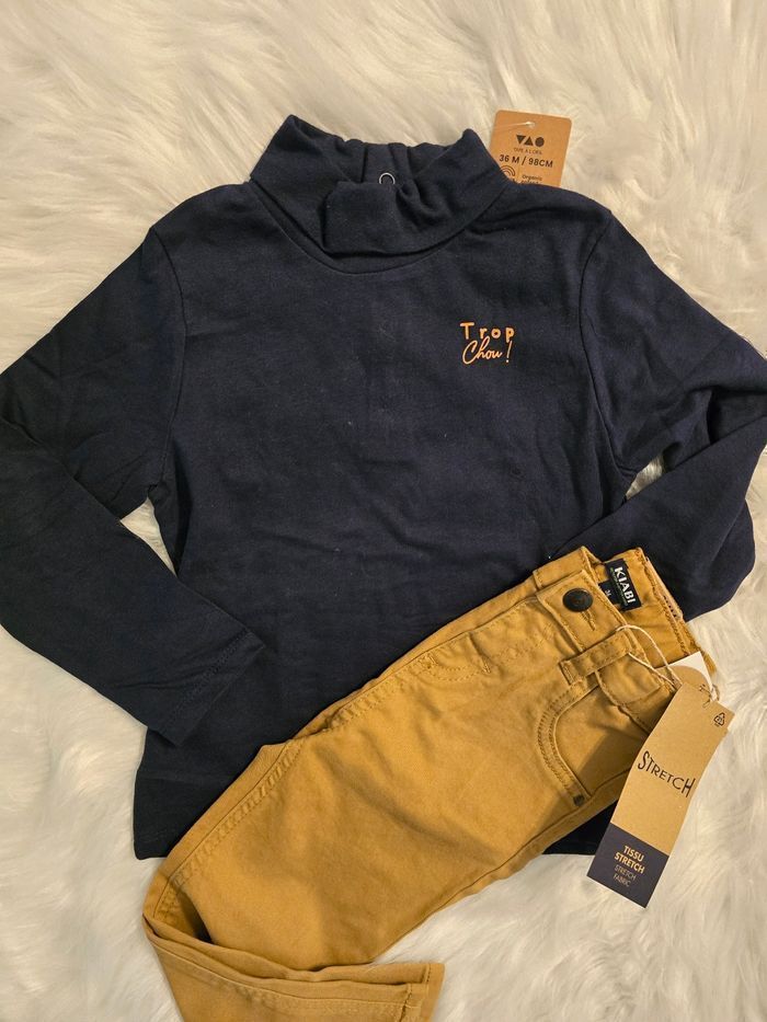 Neufs (non portés )🏷 🤎😍🤩👍 superbe ensemble 36mois sous pull et jeans slim (94/98cm) garçon🤎😍🤩👍 - photo numéro 2