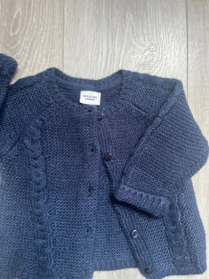 Gilet laine chaud mixte bleu marine 6 mois - photo numéro 2