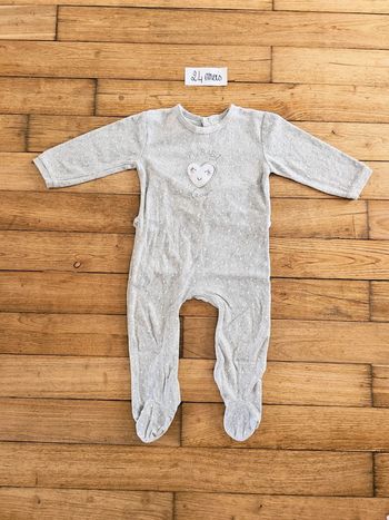 Pyjama en velours une pièce cœur bébé fille 24 mois 2 ans