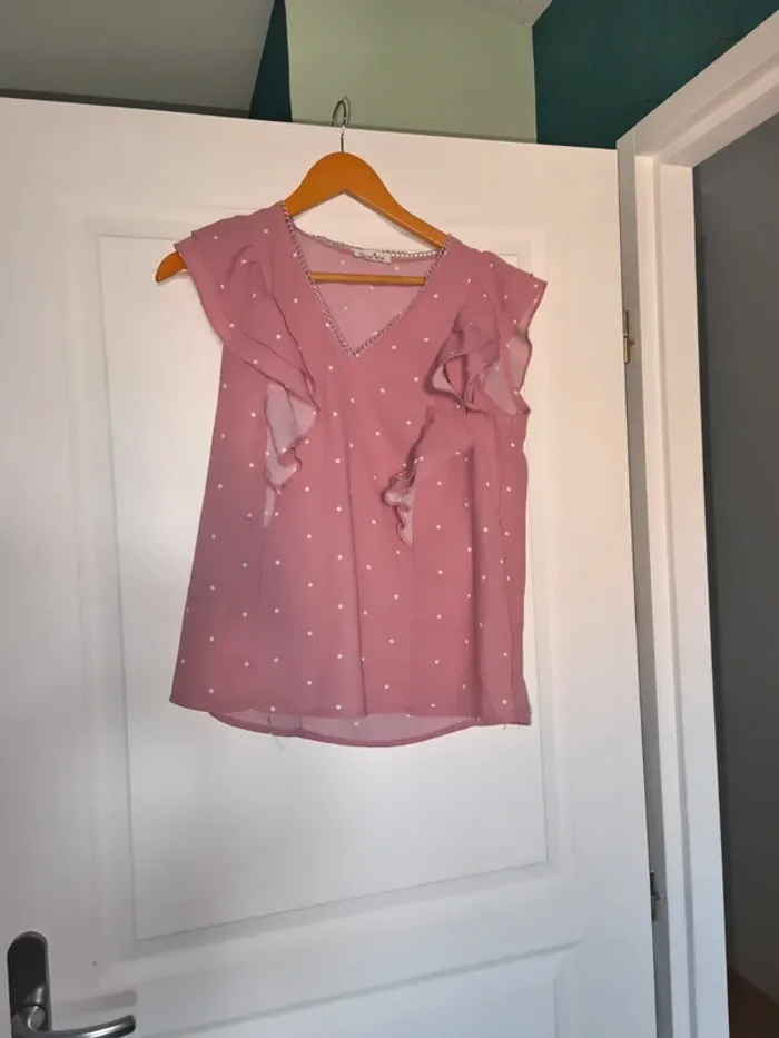 Blouse rose à pois