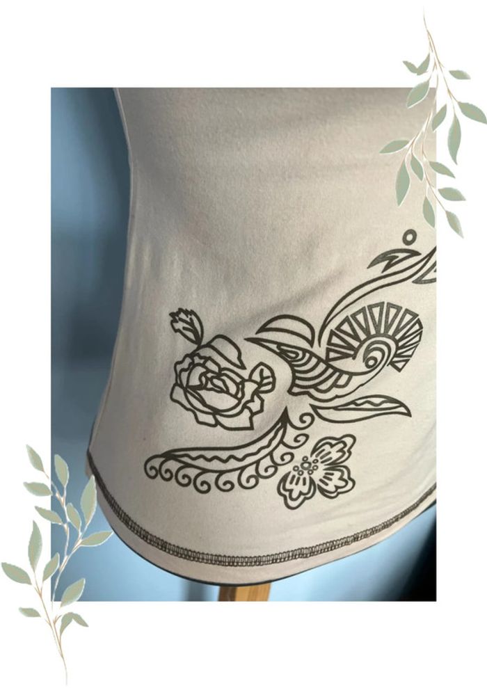 🌸 Débardeur Paul Brial – Taille 1 – Rose pâle avec motifs gris – Élégance douce 🌸 - photo numéro 2