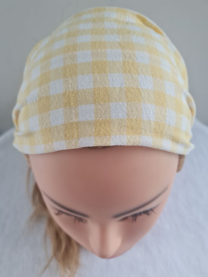 Bandeau fichu vichy jaune - photo numéro 2