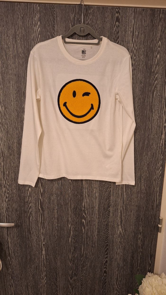 Tee-shirt manches longues crème Smiley World