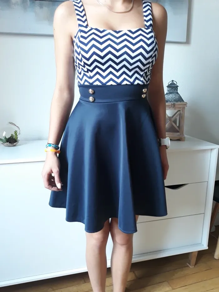 Robe patineuse marinière