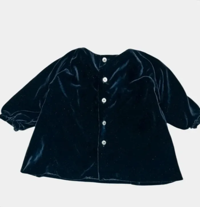 Bonnet à Pompon Robe à manches longues 6 mois en velours NEUVE - photo numéro 2