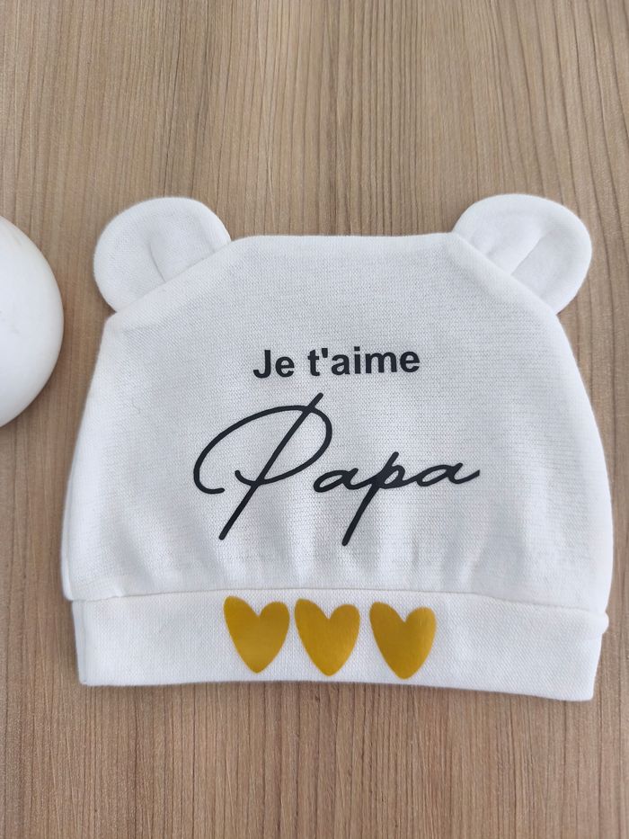 Bonnet annonce bébé je t'aime papa - photo numéro 3