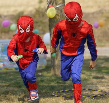 Deguisement spiderman bleu et rouge + cagoule Taille 3-6ans