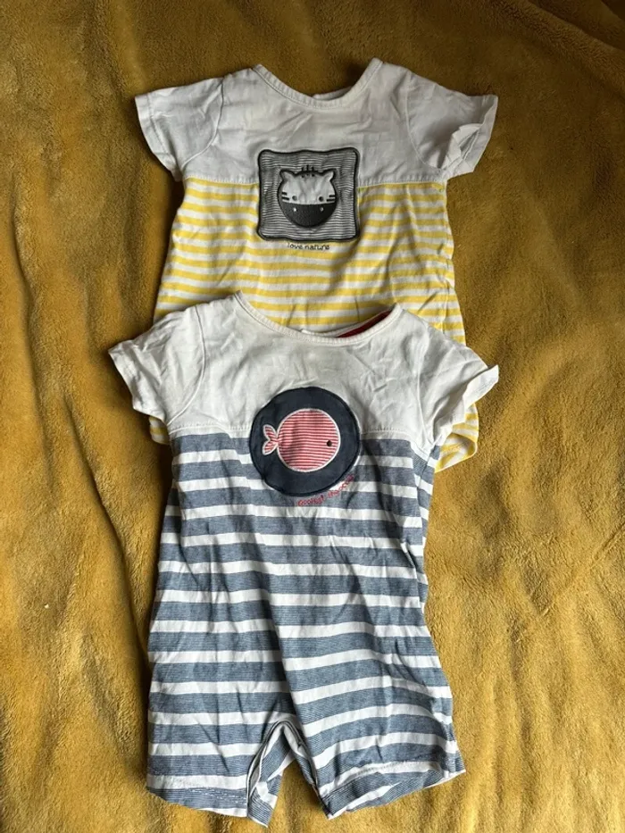 Lot de 2 combinaisons short obaibi 6 mois