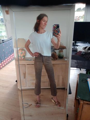 Jean femme 34 marron type délavé c84