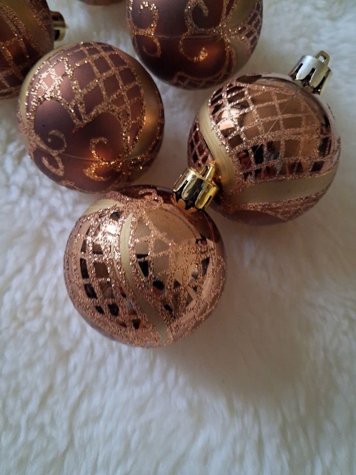 Lot de 6 boules de Noël 🎄 marron et doré - photo numéro 3