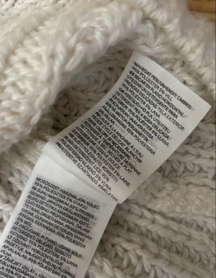 Pull à mailles torsadées blanc cassé H&M – Taille M - photo numéro 7