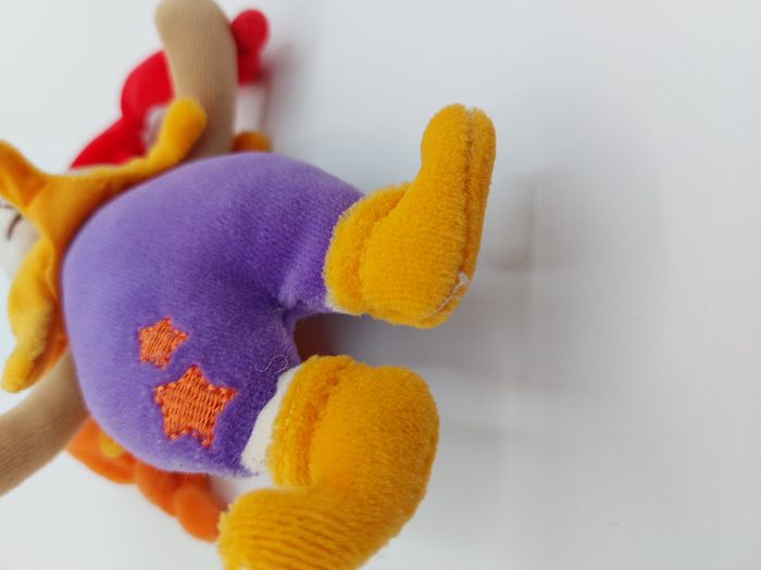 Peluche doudou ours lutin mauve jaune rouge orange beige grelot attache 17 cm - photo numéro 3