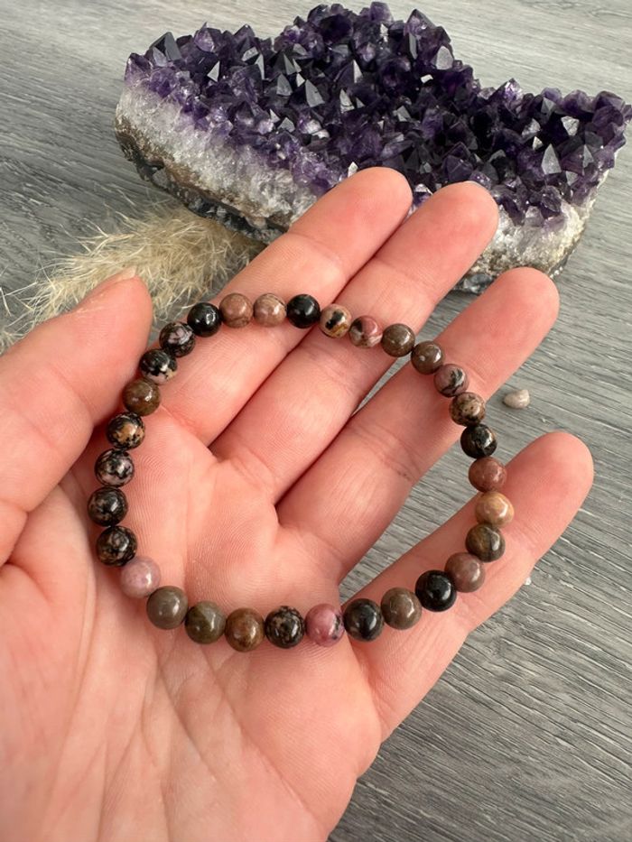 Bracelets en perles de Rhodonite d’Afrique du Sud - Pierre naturelle - photo numéro 4
