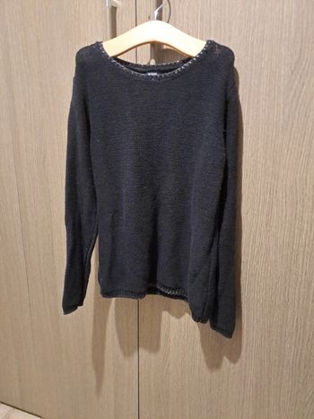Pull noir kiabi 10 ans col rond manches liseret lurex argenté