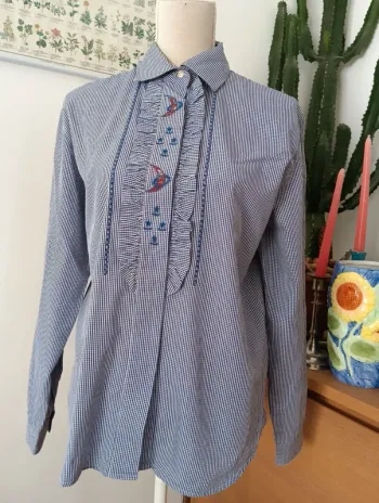 Chemise vintage vichy manches longues