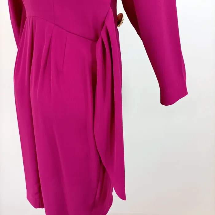 Robe blazer fuchsia à boutons bijoux dorés Vintage Élégante tendance - taille 42 estimée A668 - photo numéro 7