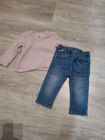 Haut cache coeur mauve et jean