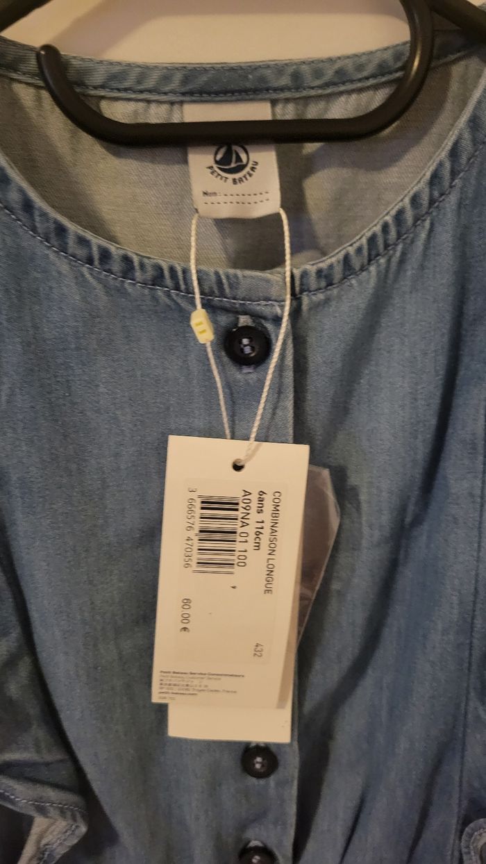 NEUF Petit Bateau combinaison en jean léger 6 ans - photo numéro 4