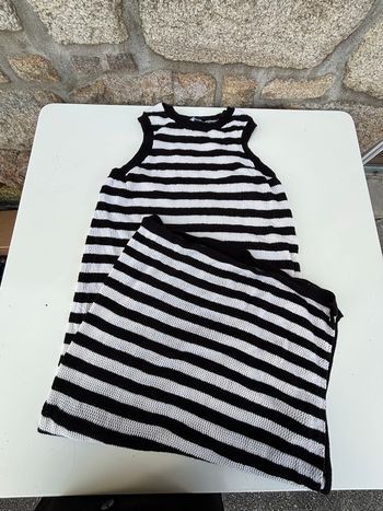 Robe longue en maille rayé avec doublure Kiabi