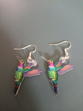 boucles d'oreilles colibri acrylique neuve Neuf sans étiquette Neuf sans étiquette