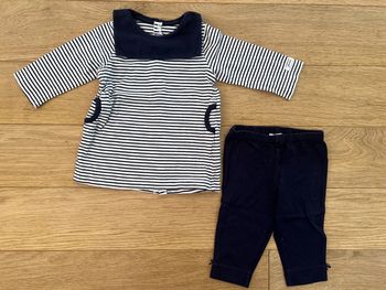 Ensemble jacadi bleu marinière 6 mois très bon état