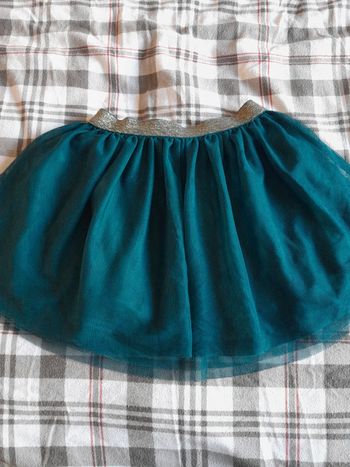 Jupe Okaïdi 5 ans vert foncé ceinture dorée pailleté