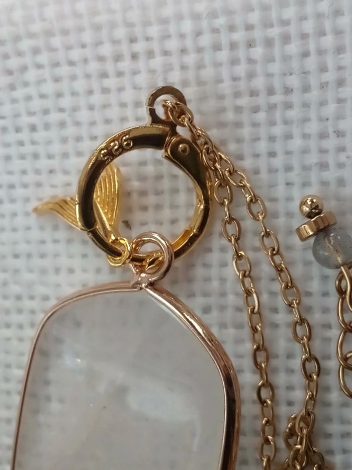 Collier cristal de quartz et queue de baleine/sirène - photo numéro 2