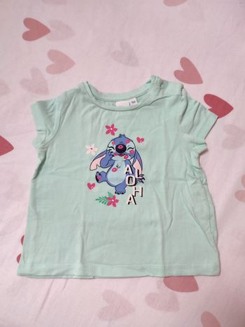 Tee-shirt manches courtes - Stitch - 9 mois - Bon état - Disney